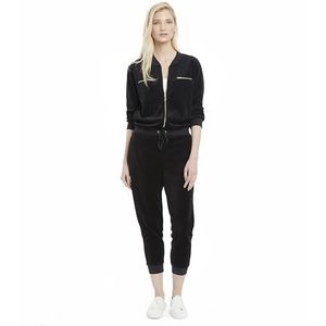 Juicy Couture Black Label Y2K Velour Coverall Jumpsuit Womens Size Small Black